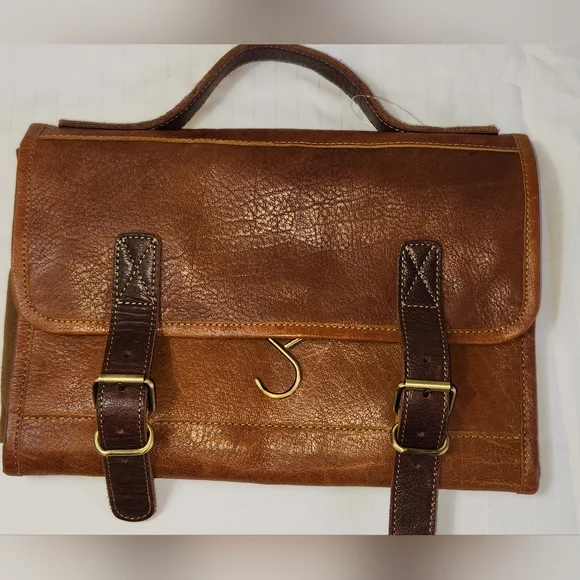 KomalC Elegant Tan Buffalo Leather Travel Dopp Kit Bag Unisex. - Picture 8 of 11